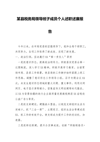 x税务x领导班子成员个人述职述廉报告.docx