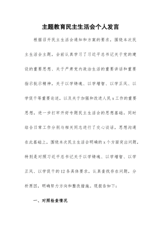 主题教育民主生活会个人发言.docx