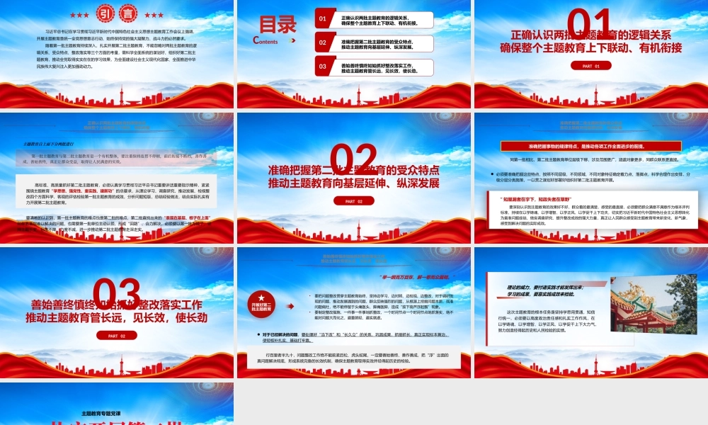 扎实开展第二批主题教育的思考PPT不能忽略对两批主题教育的逻辑关系受众特点整改落实等三个方面的考量PPT课件（带内容）.pptx