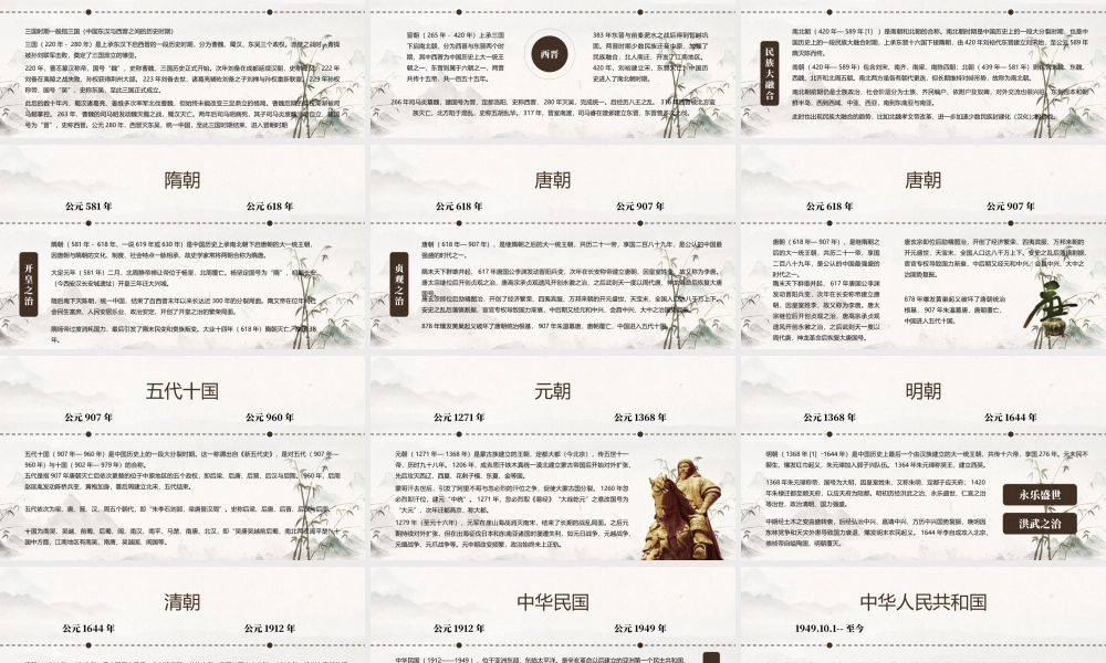 中国发展历史时间轴PPT中国从原始社会到二十一世纪之间的历史时间列表PPT课件（带内容）.pptx