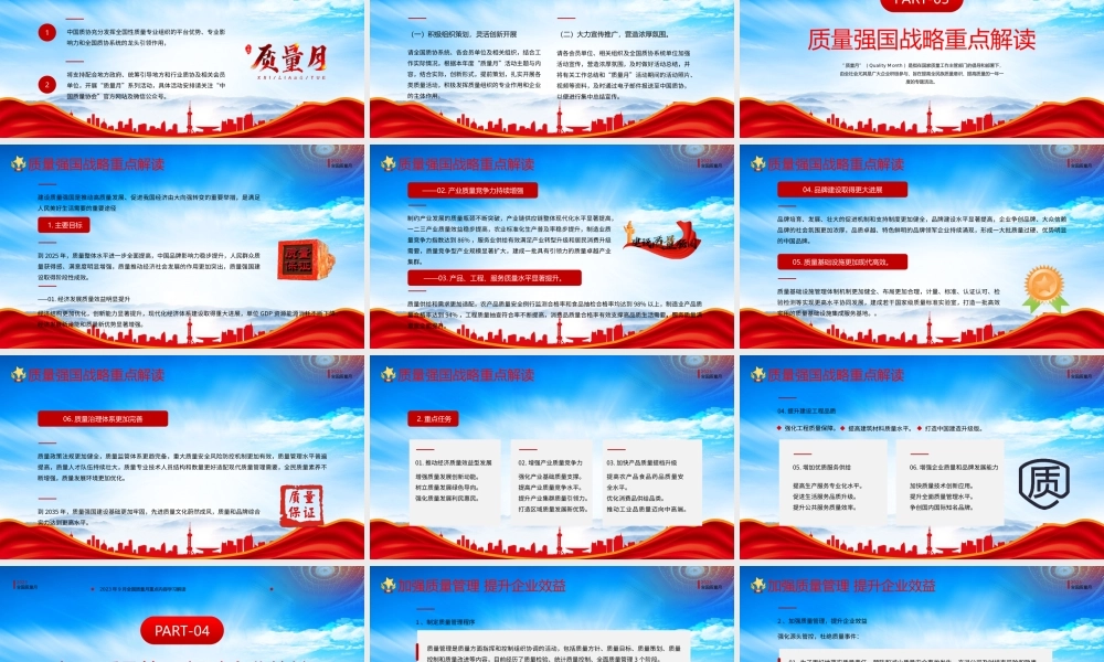 全国质量月重点内容学习PPT落实质量强国战略推动质量效益提升PPT课件（带内容）.pptx