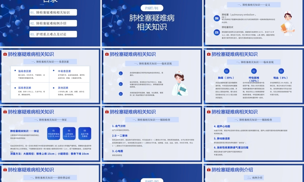 肺栓塞疑难病例相关知识介绍PPT肺栓塞病例介绍护理重点难点及讨论PPT课件（带内容）.pptx