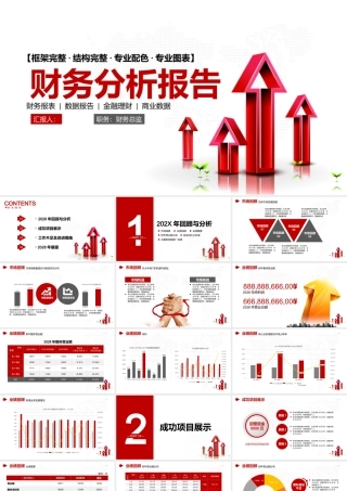 白红色财务分析报告财务数据模板.pptx