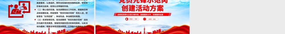 党员先锋示范岗创建活动方案PPT发挥党员带头示范引领作用提高服务水平改善服务态度PPT课件（带内容）.pptx