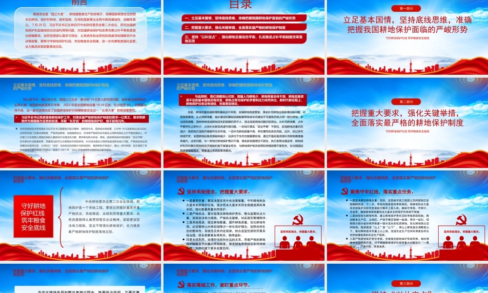 切实加强耕地保护改革完善占补平衡制度PPT守好耕地保护红线筑牢粮食安全底线PPT课件（带内容）.pptx