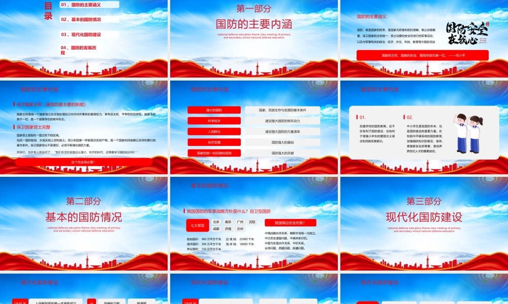 国防教育日小学生国防教育主题班会PPT心怀国防梦争做好少年PPT课件（带内容）.pptx