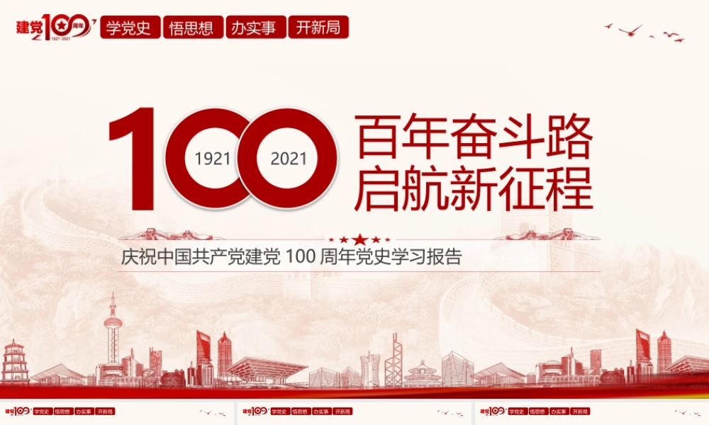 百年奋斗路 启航新征程-党史学习报告.pptx