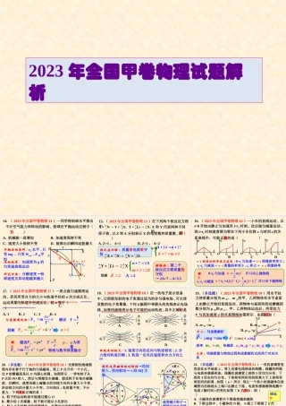 2022-2023年高考全国甲卷物理试题评析.pptx