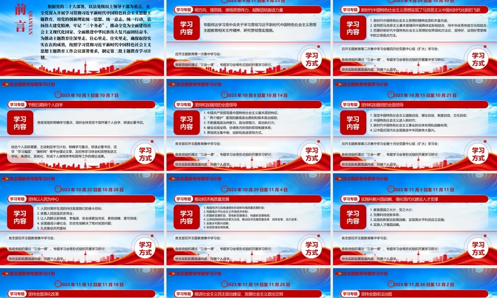 第二批主题教育专题学习计划PPT弘扬伟大建党精神牢记三个务必PPT课件（带内容）.pptx