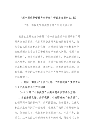 “想一想我是哪种类型干部”研讨发言材料(二篇).docx