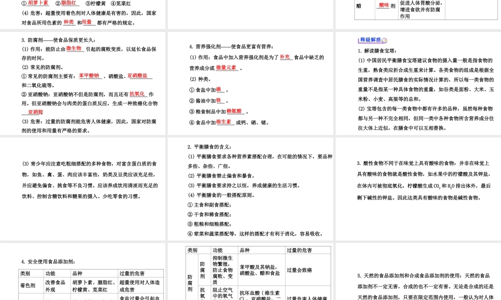 高二化学2.1合理选择饮食课件及练习题含答案详解.ppt