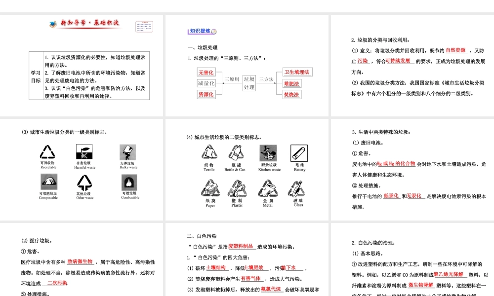 高二化学选修1-1 4.3垃圾资源化课件及练习题含答案详解.ppt