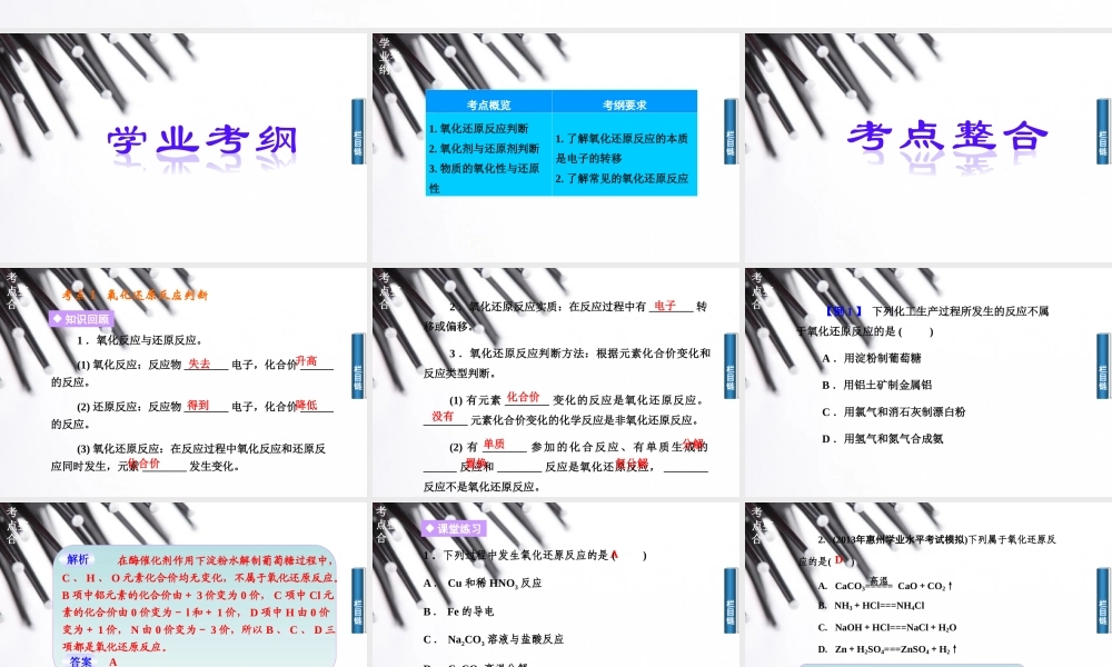 高中化学学业水平复习题第六讲氧化还原反应.ppt