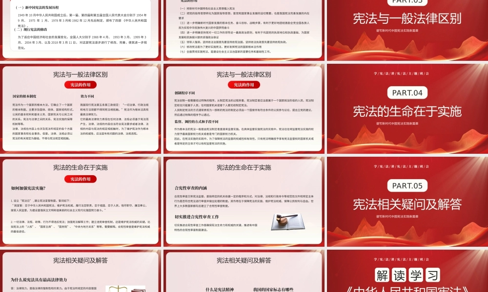 学宪法讲宪法主题班会PPT学习《中华人民共和国宪法》全文PPT课件（带内容）.pptx