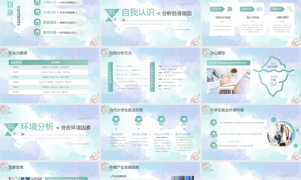 大学生就业能力展示PPT自我认识环境分析职业定位执行计划PPT课件（带内容）.pptx