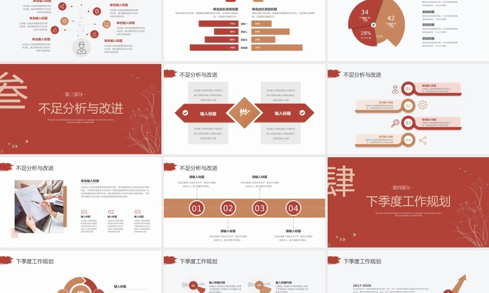 红色金色简约中国风季度工作总结PPT模板.pptx
