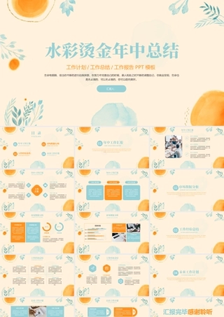 水彩烫金年中总结.pptx