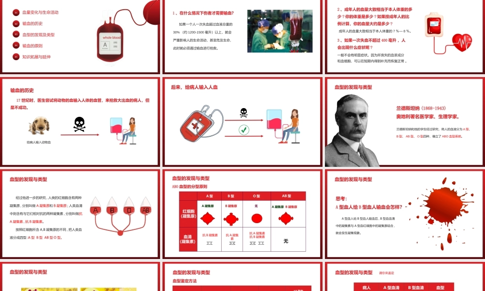 输血与血型人教版 生物七年级下册课件.pptx
