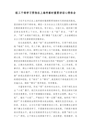 组工干部学习贯彻在上海考察时重要讲话心得体会感悟.doc