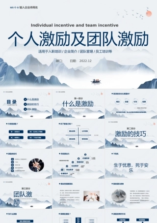 蓝色水墨中国风企业培训个人激励及团队激励课件PPT.pptx