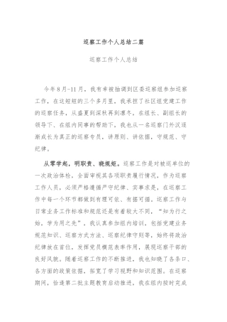 巡察工作个人总结二篇.docx