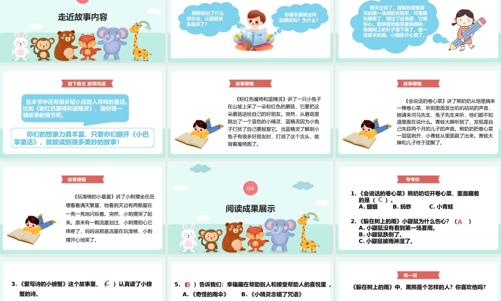 读书分享小巴掌童话PPT模板宣传PPT动态PPT.pptx
