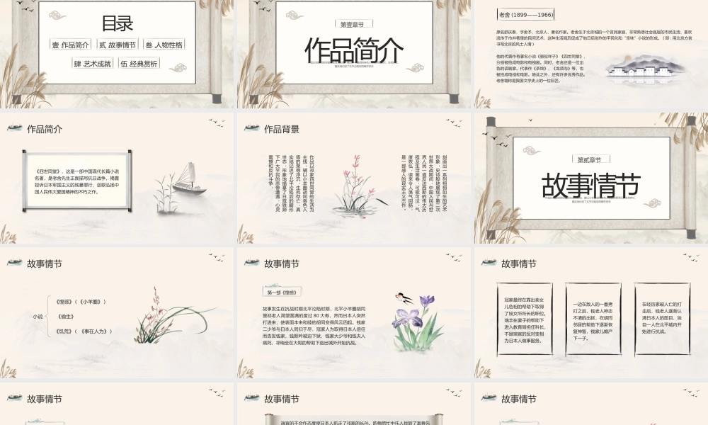 棕色古风好书推荐读书分享读书交流会四世同堂PPT模板宣传PPT动态PPT.pptx