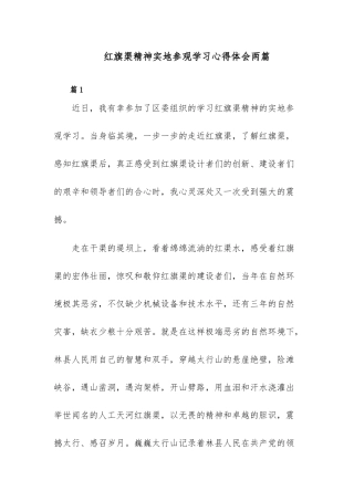 红旗渠精神实地参观学习心得体会两篇.docx