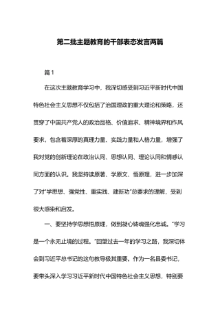 第二批主题教育的干部表态发言两篇.docx