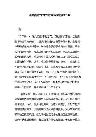 学习借鉴“千万工程”经验交流发言5篇.docx