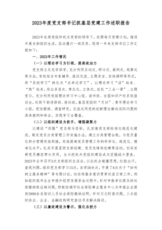2023年度党支部书记抓基层党建工作述职报告（10篇通用）.doc