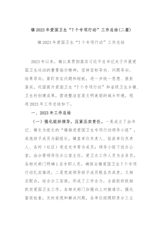 镇2023年爱国卫生“7个专项行动”工作总结(二篇).docx