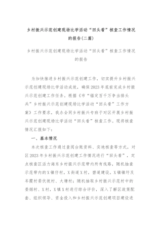 乡村振兴示范创建现场比学活动“回头看”核查工作情况的报告(二篇).docx