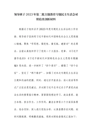 领导班子2023年第二批主题教育专题民主生活会对照检查剖析材料范文2篇.docx