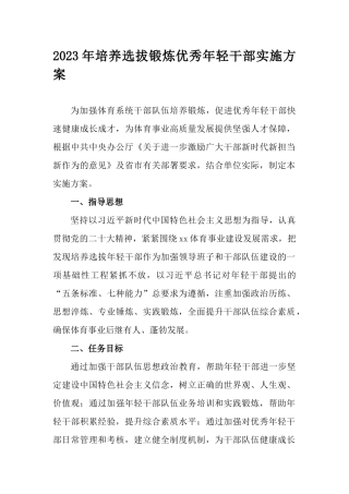2023年培养选拔锻炼优秀年轻干部实施方案.docx