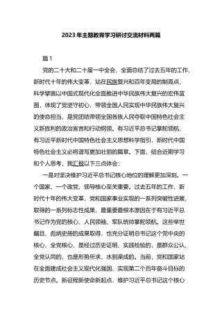 2023年主题教育学习研讨交流材料两篇.docx