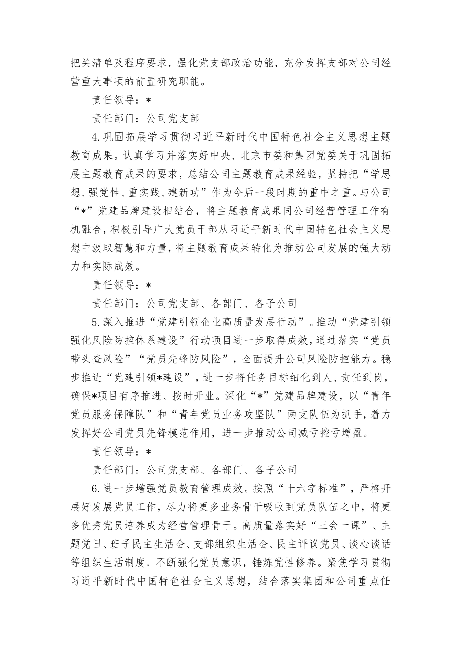 2024年度公司党支部落实全面从严治党主体责任任务安排.doc_第2页