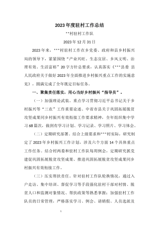 2023年度驻村工作总结.docx