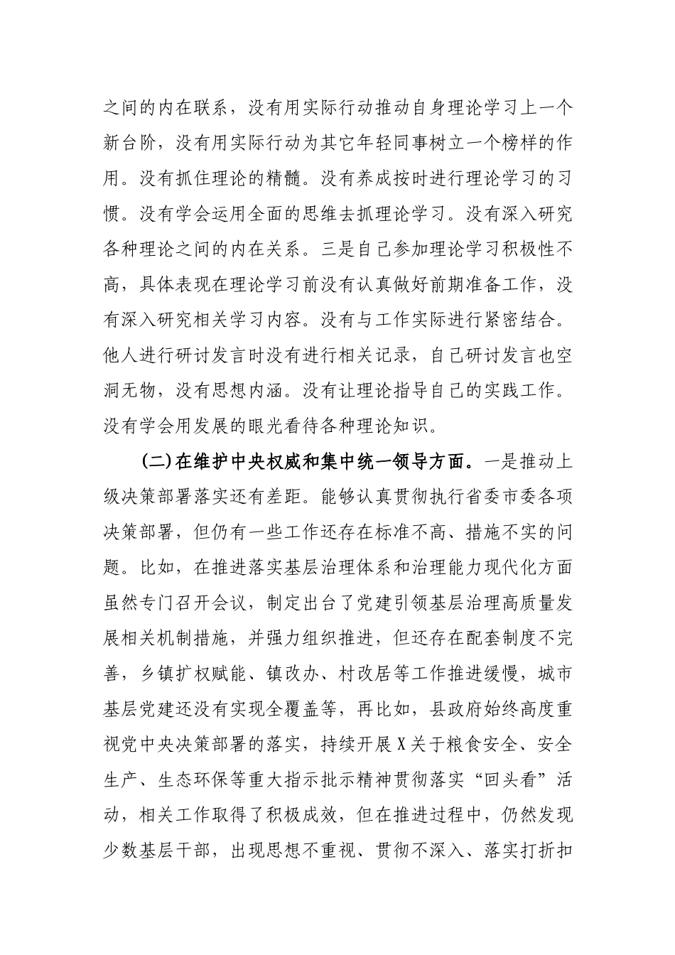 2024年民主生活会对照检查发言材料(践行宗旨服务人民、求真务实狠抓落实、以身作则廉洁自律).docx_第2页
