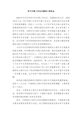 2024年学习外事工作会议精神心得体会（2篇）.doc