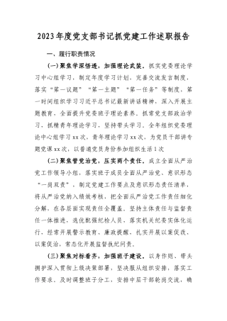 2023年度党支部书记抓党建工作述职报告.docx