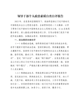 2023-2024年度领导干部个人政治素质自查自评报告自画像.docx