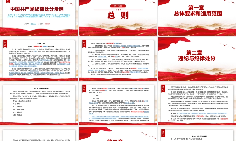 2024年新修订解读中国共产党纪律处分条例（2023年新旧对照版）纪律处分条例新变化党课课件.pptx