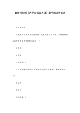 智慧树知到《大学生创业英语》章节测试含答案.docx