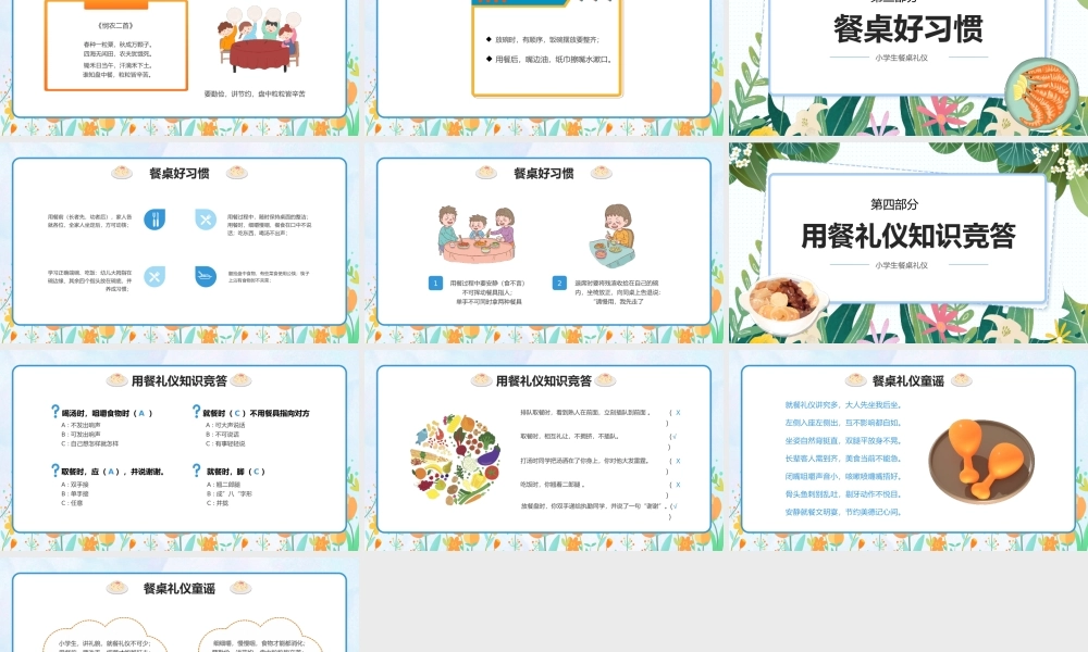 食以礼为先小学生餐桌礼仪培训PPT模板.pptx