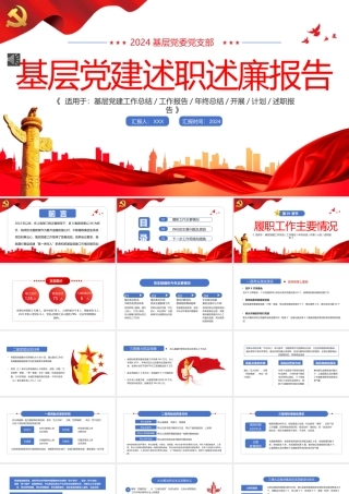 2024年基层党建述职述廉报告 红色教育PPT（2篇）.pptx