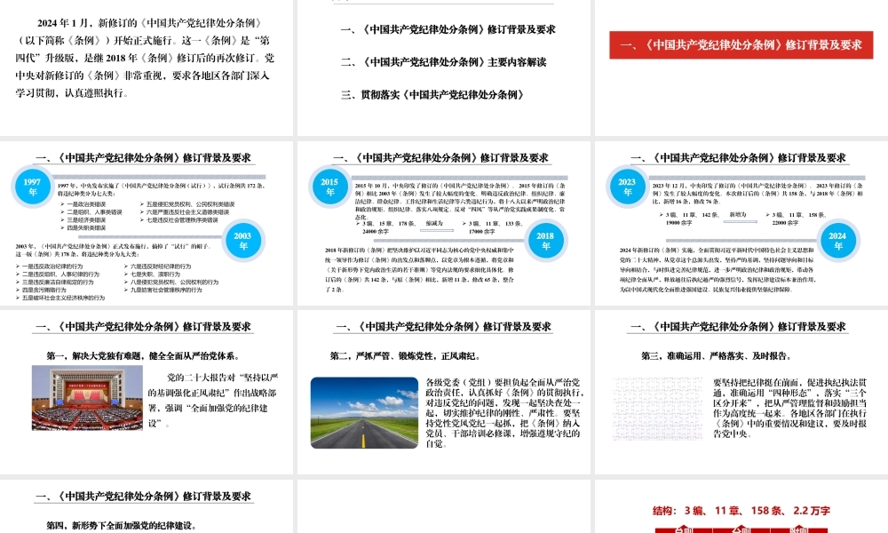 2024年新修订《中国共产党纪律处分条例》解读 突出特点党课PPT(附全文）3套.pptx