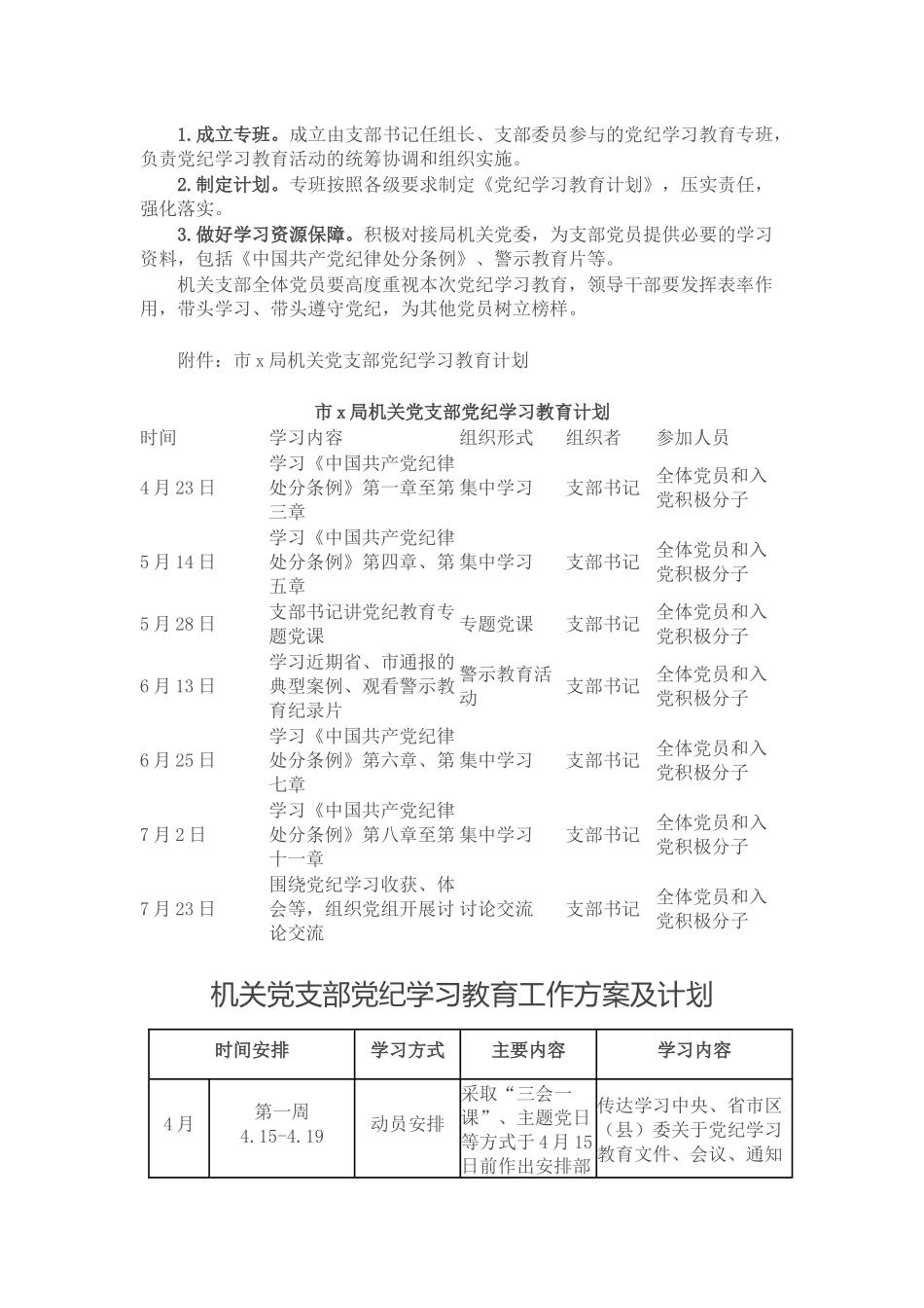 机关党支部党纪学习教育工作方案及计划二篇.docx_第2页