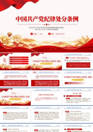 2024年《中国共产党纪律处分条例》PPT加强党的纪律建设党课课件.pptx