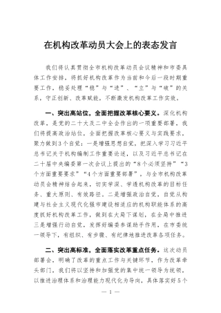 在机构改革动员大会上的表态发言.docx